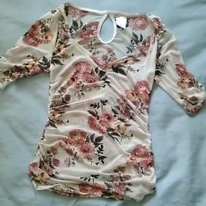 Xsmall floral print see through shirt